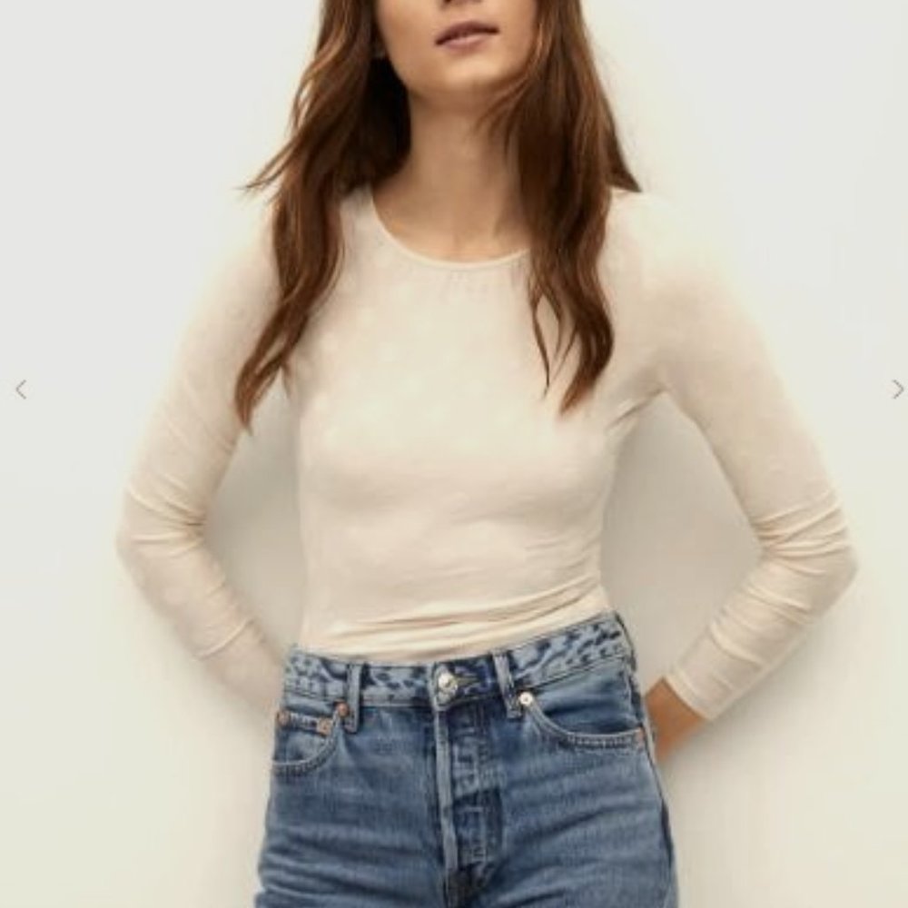 Mango Polka Dot Bodysuit, Cream, S